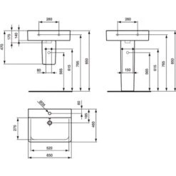 Ideal Standard Waschtisch Connect Cube 65 X 46 Cm 1 Hahnloch Mit Überlauf Weiß -Günstiges AquaForma Geschäft 188527 3049 3