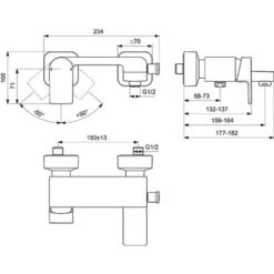 Ideal Standard Badearmatur Edge Aufputz Chrom -Günstiges AquaForma Geschäft 188735 3049 6