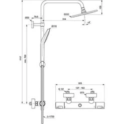 Ideal Standard Duschsystem Ceratherm T50 Aufputz Chrom -Günstiges AquaForma Geschäft 189280 3049 13