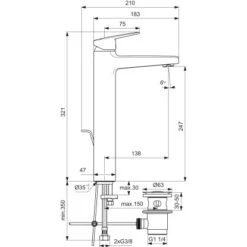 Ideal Standard Waschtischarmatur Ceraplan H250 Mit Ablaufgarnitur Schwarz Matt -Günstiges AquaForma Geschäft 3800861116813 3049 VM 04