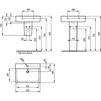 Ideal Standard Waschtisch Connect Cube 55 X 46 Cm 1 Hahnloch Mit Überlauf Weiß 6 Ideal Standard Waschtisch Connect Cube 55 X 46 Cm 1 Hahnloch Mit Überlauf Weiß – Bild 6