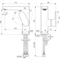 Ideal Standard Waschtischarmatur Cerafine O O. Ablaufgarnitur 15,5 Cm Silk Black -Günstiges AquaForma Geschäft 605927 4650 4