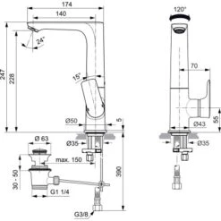 Ideal Standard Waschtischarmatur Connect Air M. Hohem Schwenkbarem Auslauf Chrom -Günstiges AquaForma Geschäft 606127 4650 4