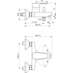 Ideal Standard Badearmatur Cerafine D Aufputz Chrom -Günstiges AquaForma Geschäft 611164 3049 7