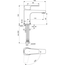 Ideal Standard Waschtischarmatur Cerafine D H80 BlueStart O.Ablaufgarnitur Chrom -Günstiges AquaForma Geschäft 611175 3049 7