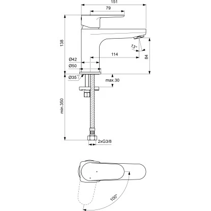 Ideal Standard Waschtischarmatur Cerafine O H80 BlueStart O.Ablgarn. Chrom 7 Ideal Standard Waschtischarmatur Cerafine O H80 BlueStart O.Ablgarn. Chrom – Bild 7