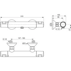 Ideal Standard Armaturenpaket Ceraflex Inkl. Brausethermostat Chrom -Günstiges AquaForma Geschäft 611281 3049 15