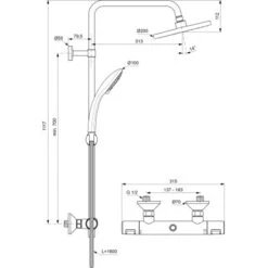 Ideal Standard Duschsystem Mit Brausethermostat Ceratherm T25 Chrom -Günstiges AquaForma Geschäft 611779 3049 4