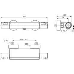 Ideal Standard Brausethermostat Ceratherm T50 Aufputz Mit Ablage Chrom -Günstiges AquaForma Geschäft 611782 3049 6