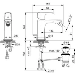 Ideal Standard Bidetarmatur Connect Air Chrom -Günstiges AquaForma Geschäft 611814 3049 6