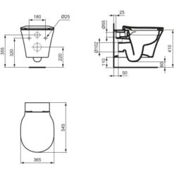Ideal Standard Wandtiefspül-WC Connect Air Ohne Spülrand Weiß -Günstiges AquaForma Geschäft 6121891 3049 Mae
