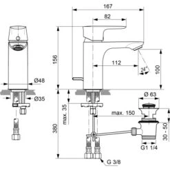 Ideal Standard Waschtischarmatur Connect Air Silver Storm -Günstiges AquaForma Geschäft 612421 3049 4