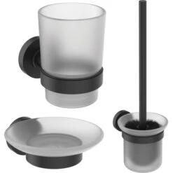 Ideal Standard WC-Bürste Set IOM Mit Seifenschale Und Becher Silk Black