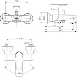 Ideal Standard Badearmatur Connect Air AP Chrom -Günstiges AquaForma Geschäft 817426 3049 5