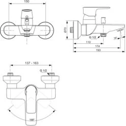 Ideal Standard Badearmatur Connect Air AP Chrom -Günstiges AquaForma Geschäft 817426 4650 4
