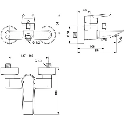 Ideal Standard Badearmatur Tesi Aufputz Chrom 2 Ideal Standard Badearmatur Tesi Aufputz Chrom – Bild 2