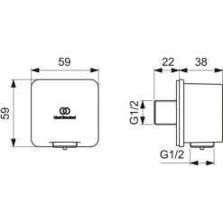 Ideal Standard Brauseschlauchanschluss Idealrain Atelier Chrom Eckig Aufputz -Günstiges AquaForma Geschäft 887968 3049 12
