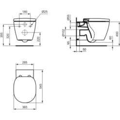 Ideal Standard WC-Paket Connect AquaBlade Weiß -Günstiges AquaForma Geschäft 9803073 3049 3