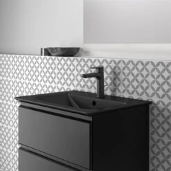 Ideal Standard Möbelwaschtisch Connect Air 64 Cm 1 Hahnloch Mit Überlauf Schwarz -Günstiges AquaForma Geschäft 9803099 3049 5