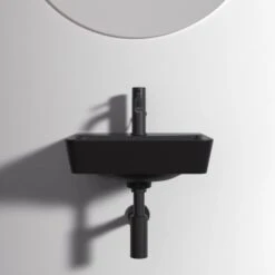 Ideal Standard Handwaschbecken Connect Air 40 Cm 1 Hahnloch Mit Überlauf Schwarz -Günstiges AquaForma Geschäft 9803289 3049 7