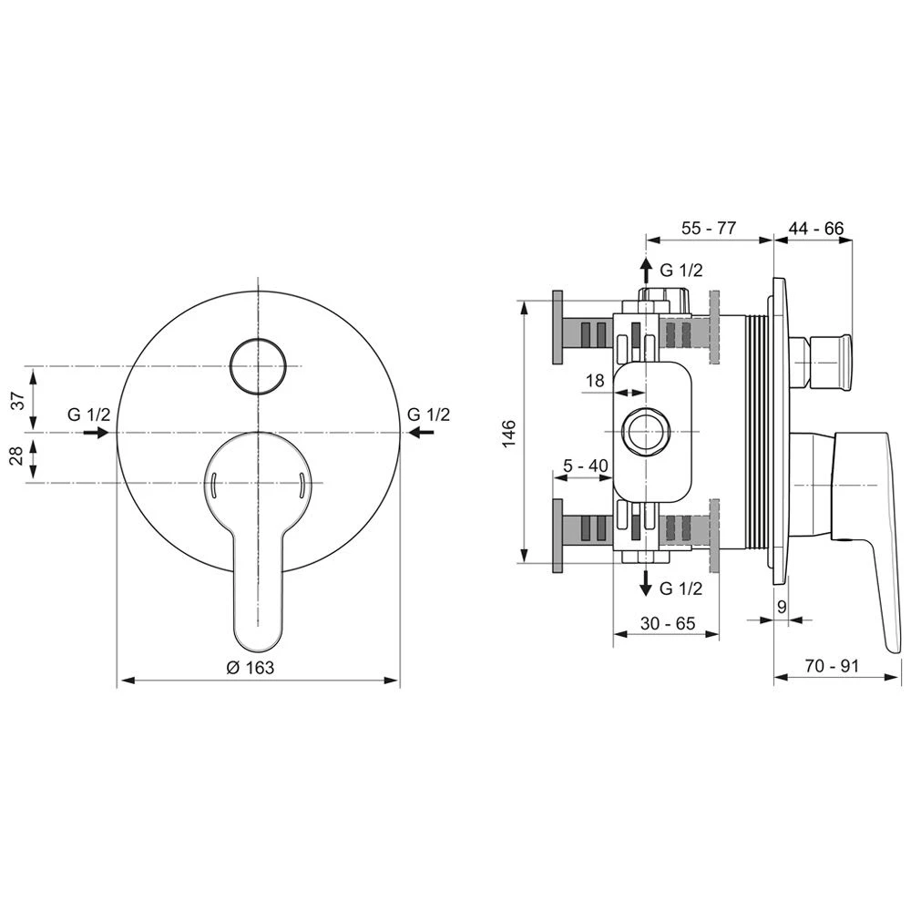 Ideal Standard CeraPlus 2 UP Wannenthermostat Bausatz 2 1 Ideal Standard CeraPlus 2 UP Wannenthermostat Bausatz 2
