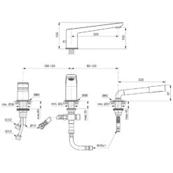 Ideal Standard Tonic II 3-Loch-Badearmatur Für Wannenrandmontage, Mit Wanneneinlauf