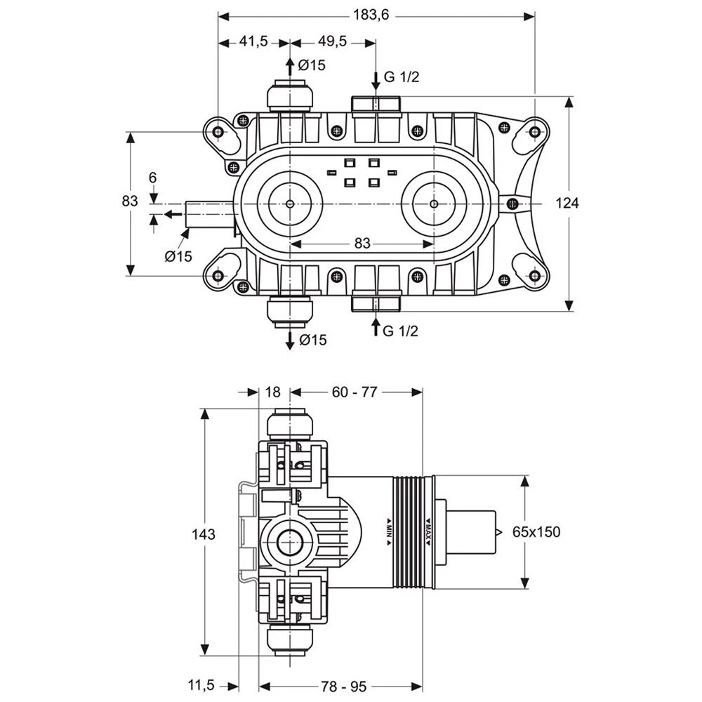 Ideal Standard Unterputz-Bausatz 1 Thermostateinheit 2 Ideal Standard Unterputz-Bausatz 1 Thermostateinheit – Bild 2