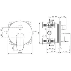 Ideal Standard Cerafine O Einhebel-Badearmatur UP Bausatz 2 -Günstiges AquaForma Geschäft hersteller ideal standard badarmaturen cerafine o 5420057