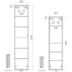 Ideal Standard Conca Halbhochschrank 37 X 140 Cm, 1 Tür -Günstiges AquaForma Geschäft hersteller ideal standard conca hochschraenke halbhochschrank 3704549