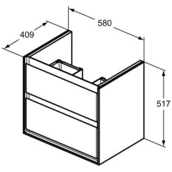 Ideal Standard Connect Cube Air Waschtisch-Unterschrank 58,5 Cm Mit 2 Auszügen