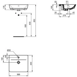 Ideal Standard Connect Air Cube Halbeinbauwaschtisch 50 X 44 Cm