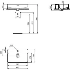 Ideal Standard Strada II Aufsatzwaschtisch 60 Cm