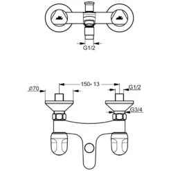 Ideal Standard Alpha Bade-Zweigriffarmatur AP