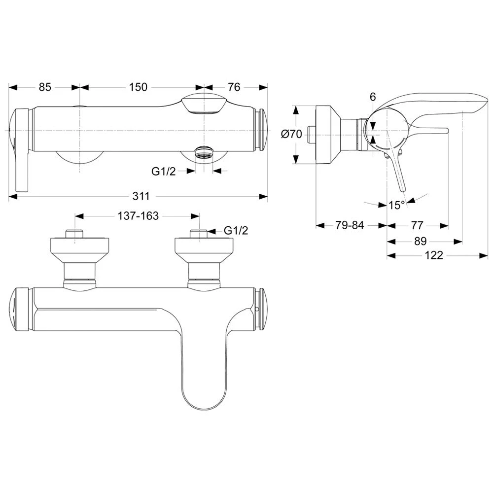 Ideal Standard Melange Einhebel-Badearmatur 2 Ideal Standard Melange Einhebel-Badearmatur – Bild 2