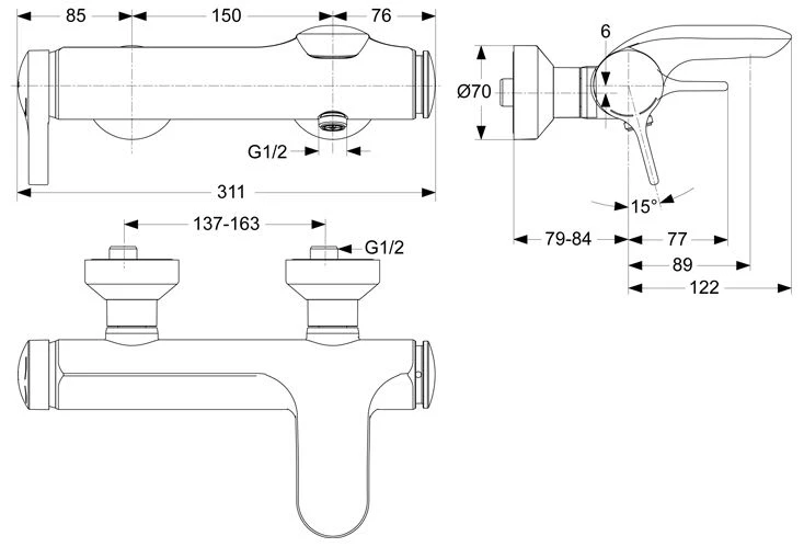 Ideal Standard Melange Einhebel-Badearmatur 1 Ideal Standard Melange Einhebel-Badearmatur
