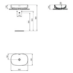 Ideal Standard Linda-X Aufsatzwaschtisch 55 Cm, Ohne Hahnloch, Mit Überlauf -Günstiges AquaForma Geschäft ideal standard atelier collections linda x 9579515