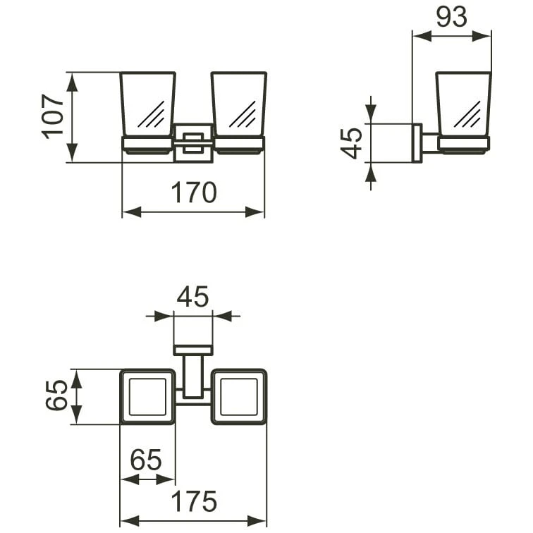 Ideal Standard IOM Square 2 Mundgläser Mit Halterung 1 Ideal Standard IOM Square 2 Mundgläser Mit Halterung