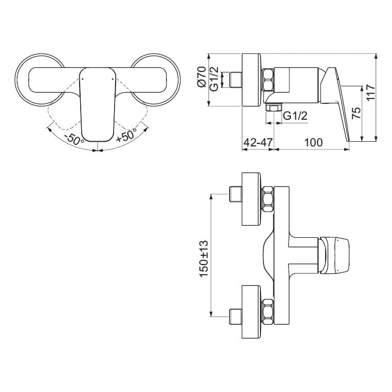 Ideal Standard Ceraplan Einhebel-Brausearmatur Aufputz 4 Ideal Standard Ceraplan Einhebel-Brausearmatur Aufputz – Bild 4