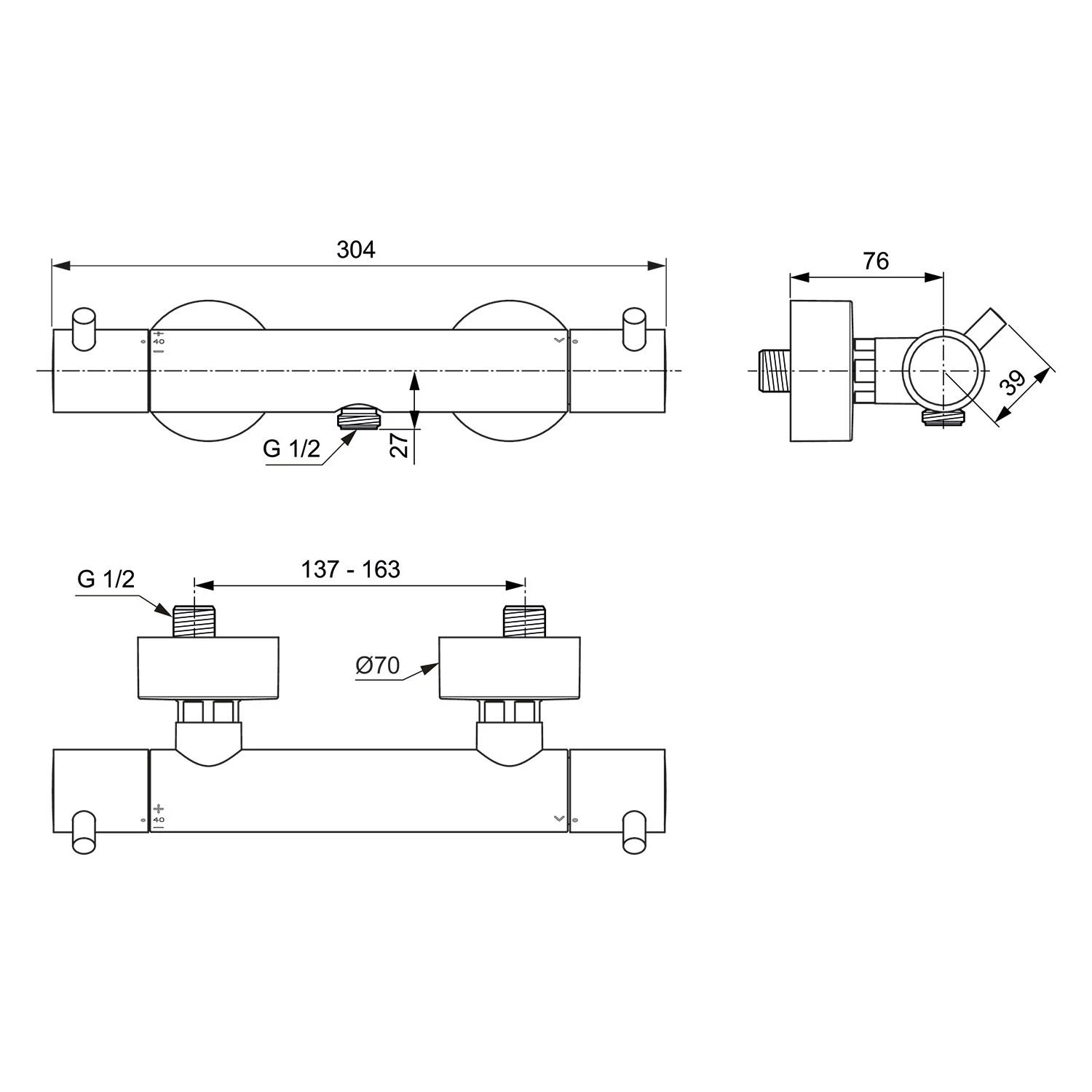 Ideal Standard Ceratherm T125 Brausethermostat Aufputz Pin-Griffe 4 Ideal Standard Ceratherm T125 Brausethermostat Aufputz Pin-Griffe – Bild 4