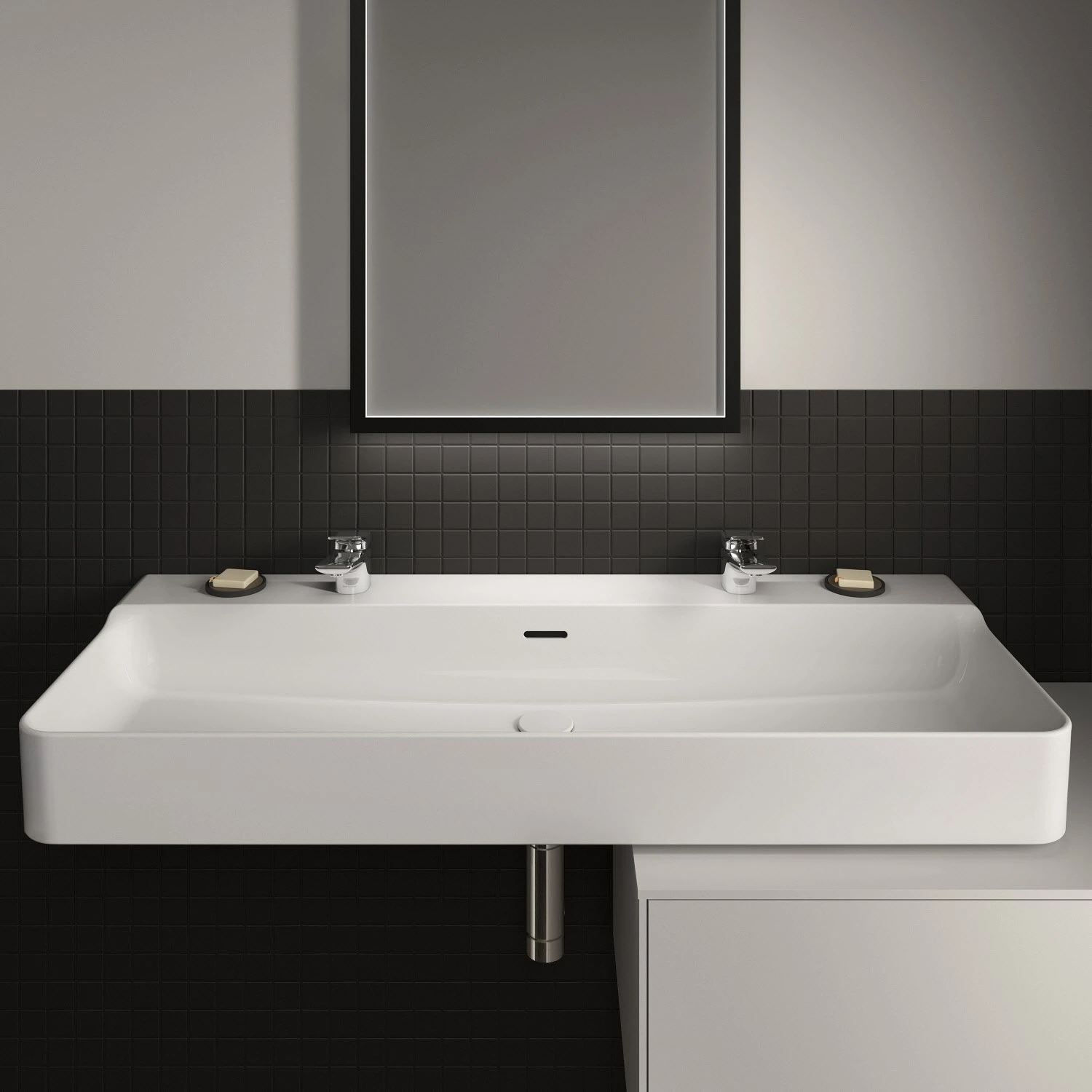 Ideal Standard Conca Waschtisch 120 Cm, 2 Hahnlöcher, Mit Überlauf, Geschliffen 6 Ideal Standard Conca Waschtisch 120 Cm, 2 Hahnlöcher, Mit Überlauf, Geschliffen – Bild 6