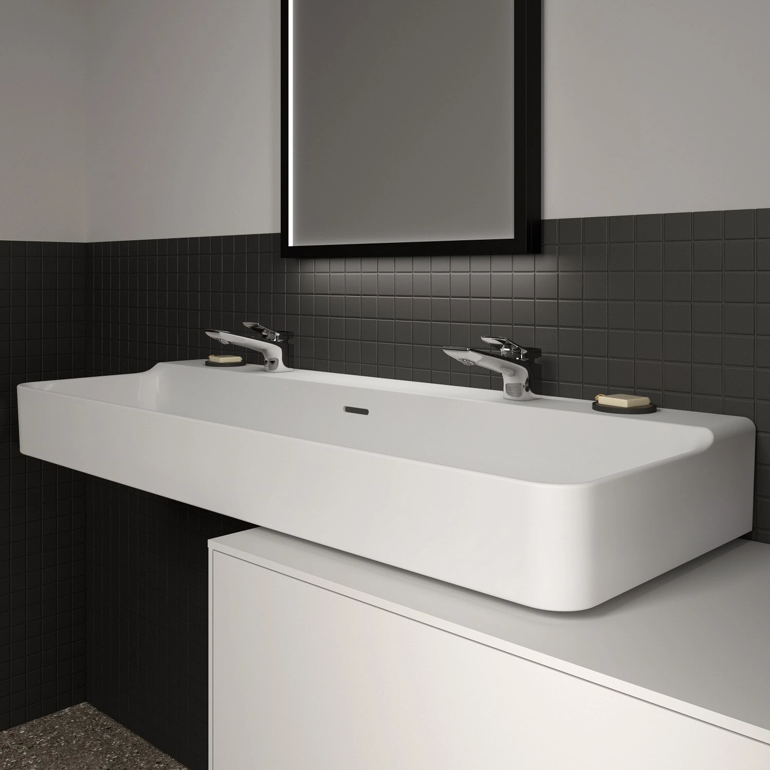 Ideal Standard Conca Waschtisch 120 Cm, 2 Hahnlöcher, Mit Überlauf, Geschliffen 7 Ideal Standard Conca Waschtisch 120 Cm, 2 Hahnlöcher, Mit Überlauf, Geschliffen – Bild 7