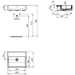 Ideal Standard Extra Halbeinbau-Waschtisch, Ohne Hahnloch, 50 Cm -Günstiges AquaForma Geschäft ideal standard badkeramik extra halbeinbau waschtisch 6913617