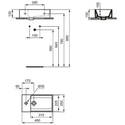 Ideal Standard Extra Handwaschbecken 45 Cm, Hahnbank Links, 1 Hahnloch, Mit Überlauf, Geschliffen 10 Ideal Standard Extra Handwaschbecken 45 Cm, Hahnbank Links, 1 Hahnloch, Mit Überlauf, Geschliffen -Günstiges AquaForma Geschäft ideal standard badkeramik extra handwaschbecken 45 6913602
