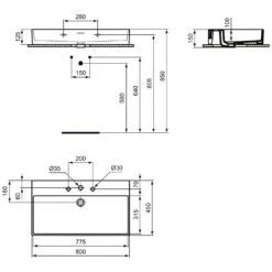 Ideal Standard Extra Waschtisch 80 Cm, 3 Hahnlöcher, Mit Überlauf -Günstiges AquaForma Geschäft ideal standard badkeramik extra waschtisch 80 6913539