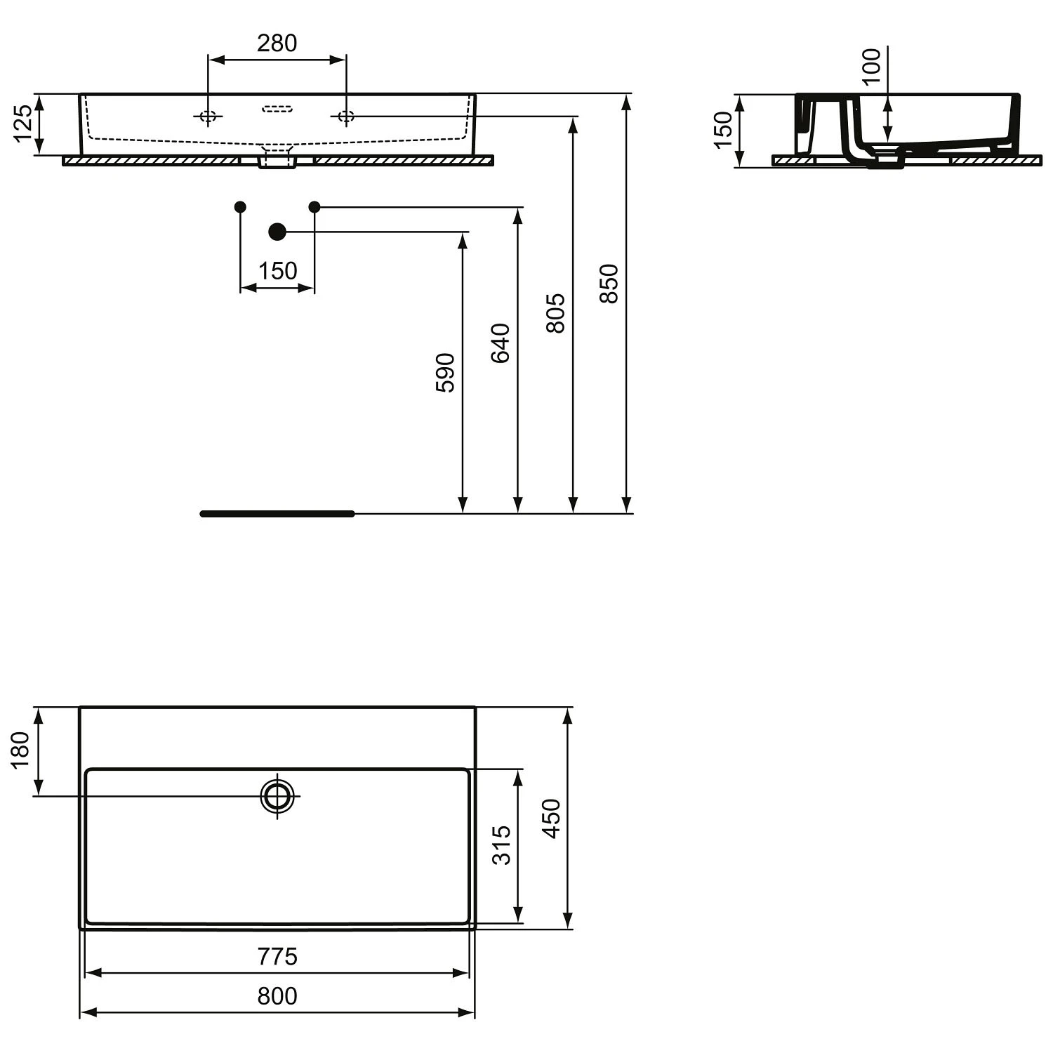 Ideal Standard Extra Waschtisch 80 Cm, Ohne Hahnloch, Mit Überlauf 4 Ideal Standard Extra Waschtisch 80 Cm, Ohne Hahnloch, Mit Überlauf – Bild 4