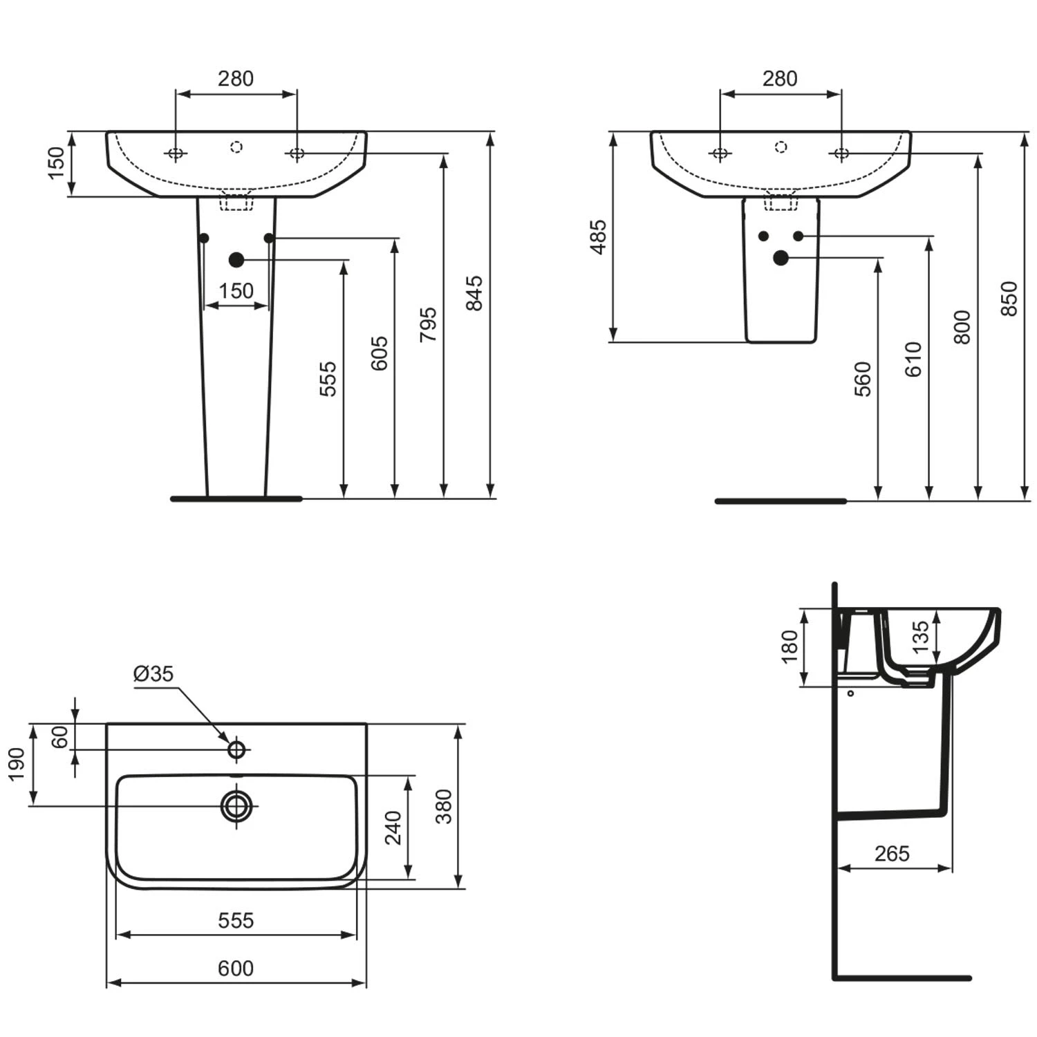 Ideal Standard I.life S Waschtisch 60 Cm, 1 Hahnloch, Mit Überlauf 4 Ideal Standard I.life S Waschtisch 60 Cm, 1 Hahnloch, Mit Überlauf – Bild 4