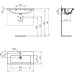 Ideal Standard I.life S Möbelwaschtisch 81 Cm, 1 Hahnloch, Mit Überlauf -Günstiges AquaForma Geschäft ideal standard badkeramik life waschtische moebelwaschtisch 11044924