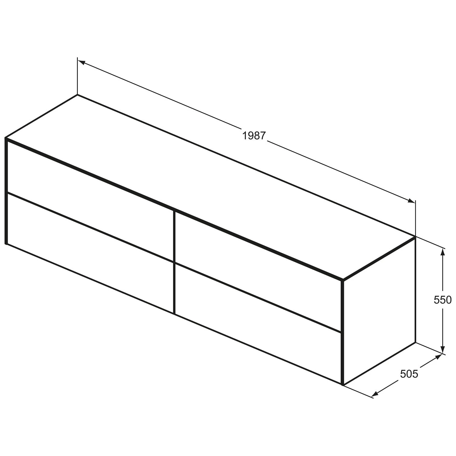 Ideal Standard Conca WTU 200 X 50,5 Cm, Ohne Ausschnitt, 4 Auszüge 4 Ideal Standard Conca WTU 200 X 50,5 Cm, Ohne Ausschnitt, 4 Auszüge – Bild 4