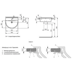 Ideal Standard Connect Einsatzwaschtisch Arc 55 X 46 Cm